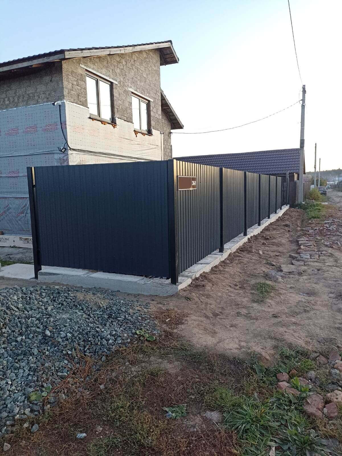 Забор из профнастила НС-10 15м RAL7024/7024 Серый Графит двусторонний фото 3 в Выборге