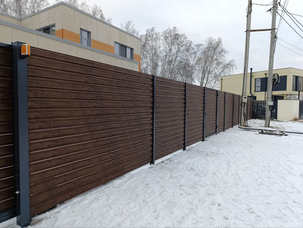 Забор-ранчо из евроштакетника 58м Темный Каштан 3D Принтек фото 4 в Выборге